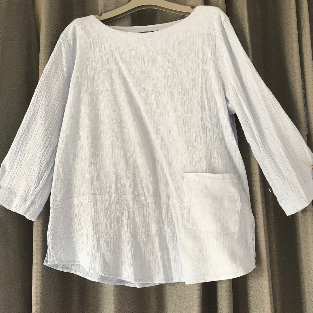 100% cotton medium baby blue top
